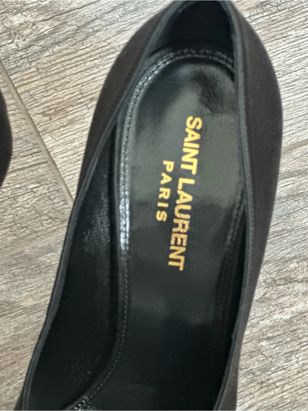Saint Laurent Black Pointed Toe Stiletto Heels Crystal Detail Nero Silver Shade - Picture 3 of 16